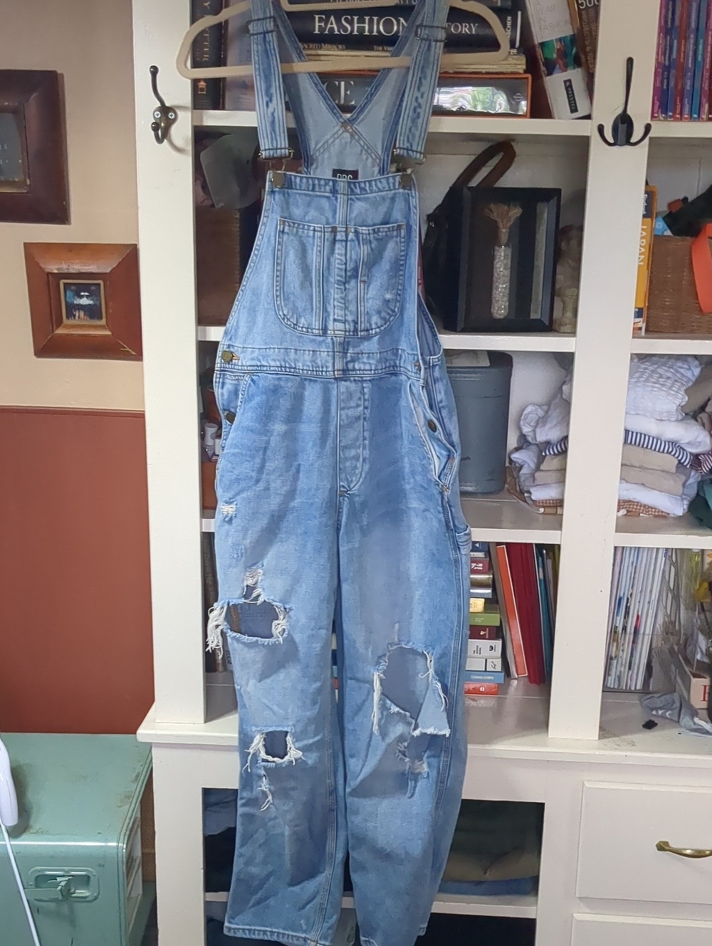BDG Light Blue Distressed Denim Overalls SIZE XS